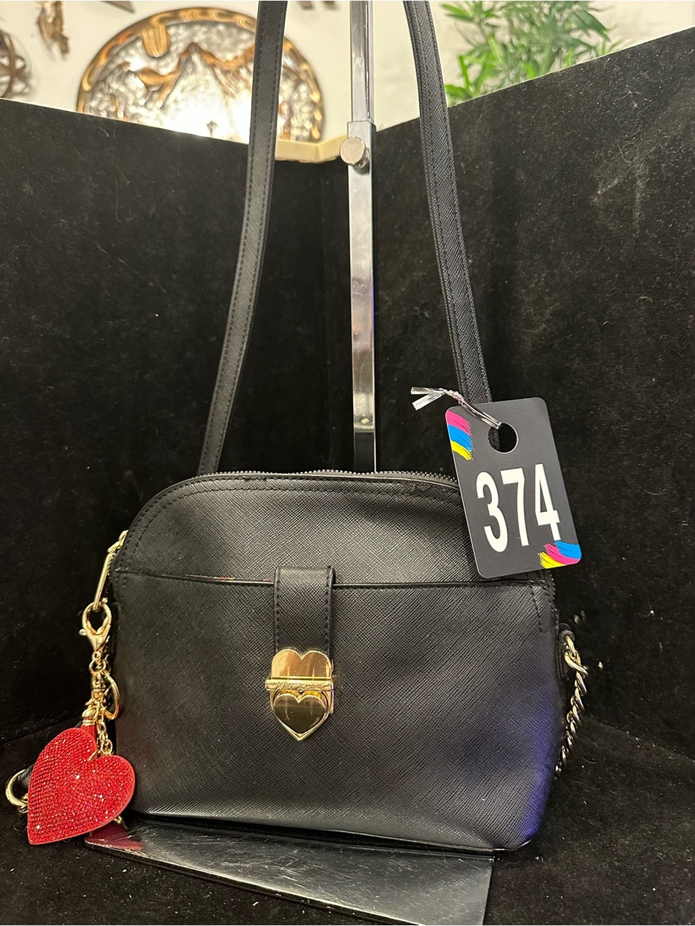 Betsey Johnson #374 Crossbody Shoulder Bag with Heart Lock Dome Bag